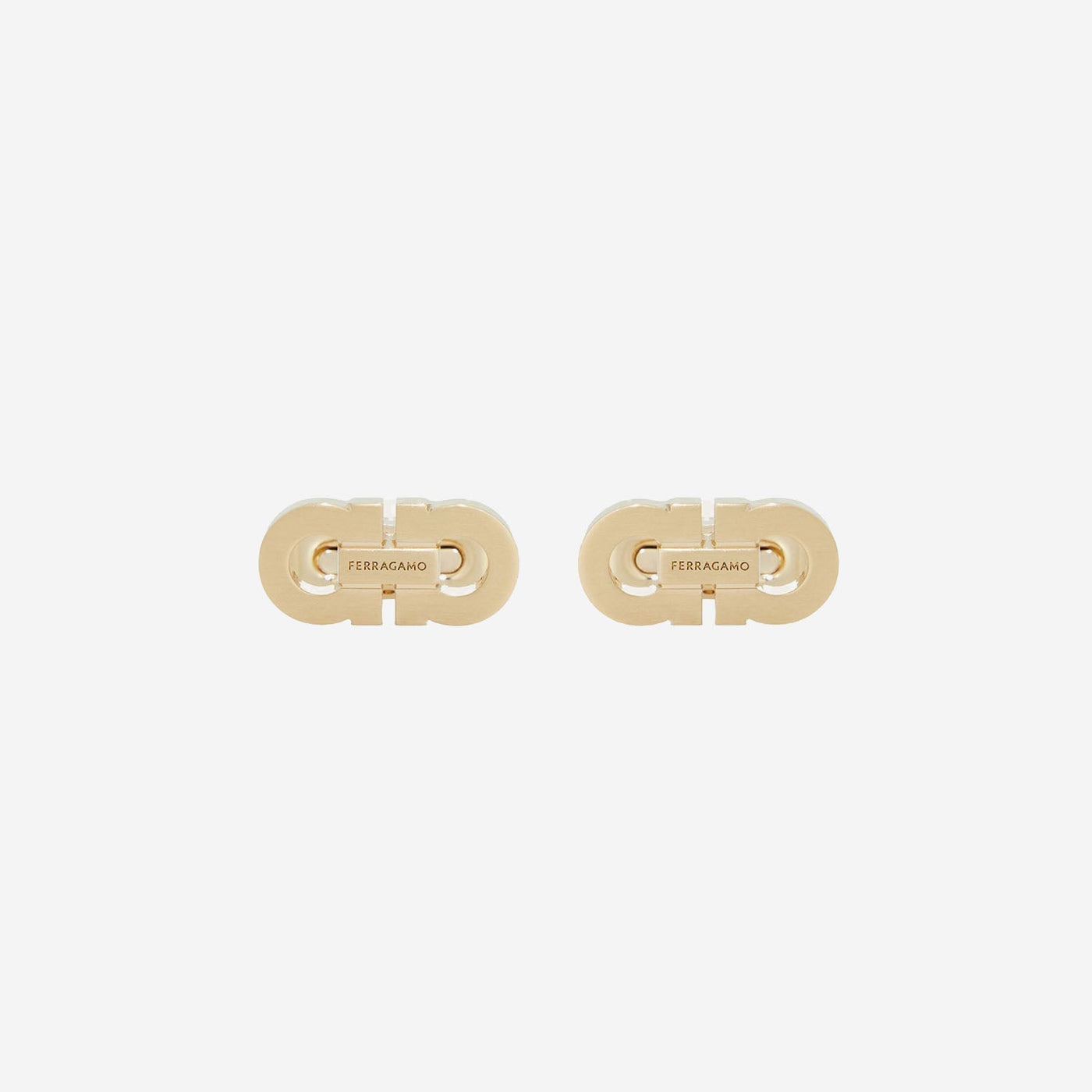 Ferragamo Engraved Logo Brass Cufflinks — Gold Accessory