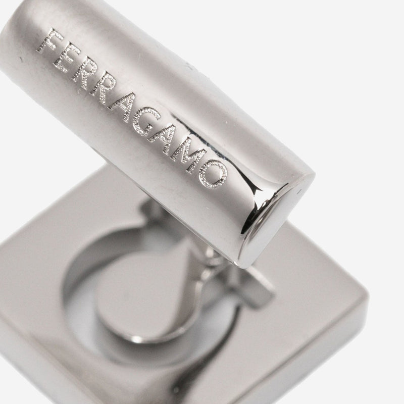 Ferragamo Square Brass Cufflinks — Silver Accessory