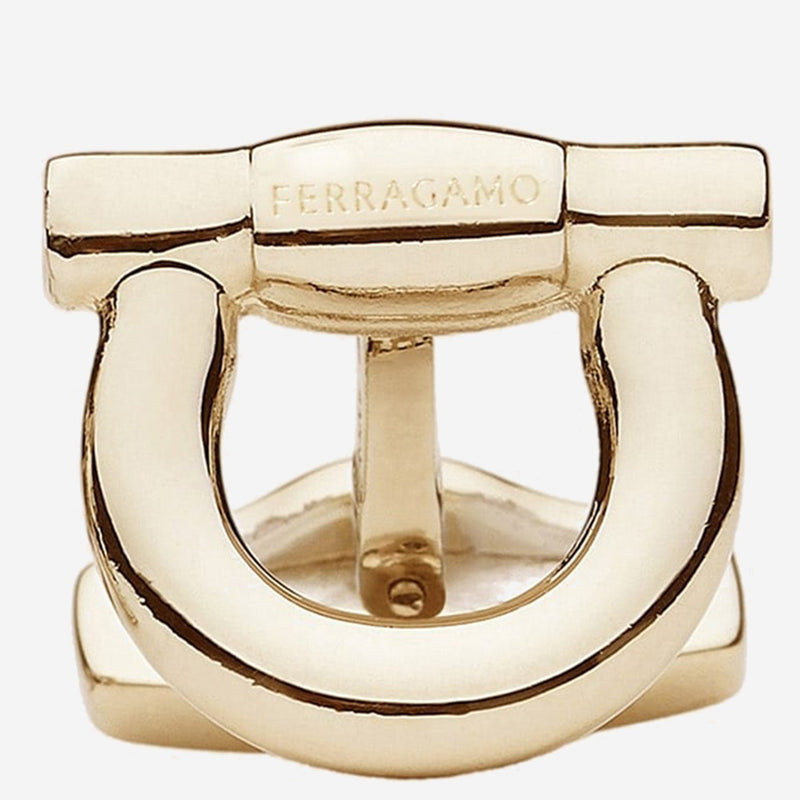 Ferragamo Gold-Tone Brass Hook Cufflinks — Gold Accessory