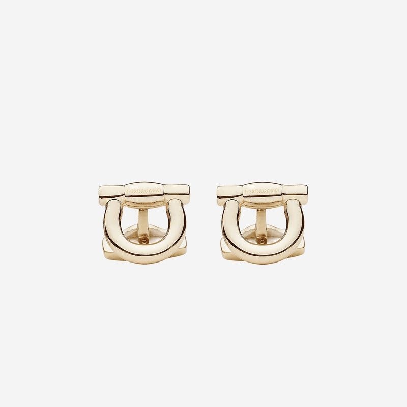 Ferragamo Gold-Tone Brass Hook Cufflinks — Gold Accessory
