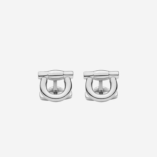 Ferragamo Brass Hook Cufflinks — Silver Accessory