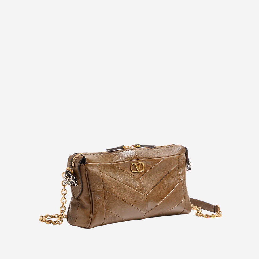 Valentino Garavani Panthea Shoulder Bag — Brown Leather