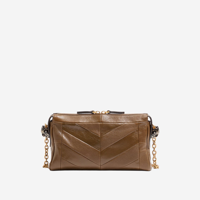 Valentino Garavani Panthea Shoulder Bag — Brown Leather