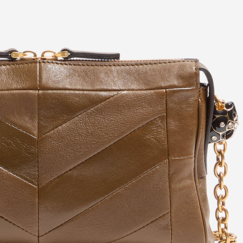 Valentino Garavani Panthea Shoulder Bag — Brown Leather