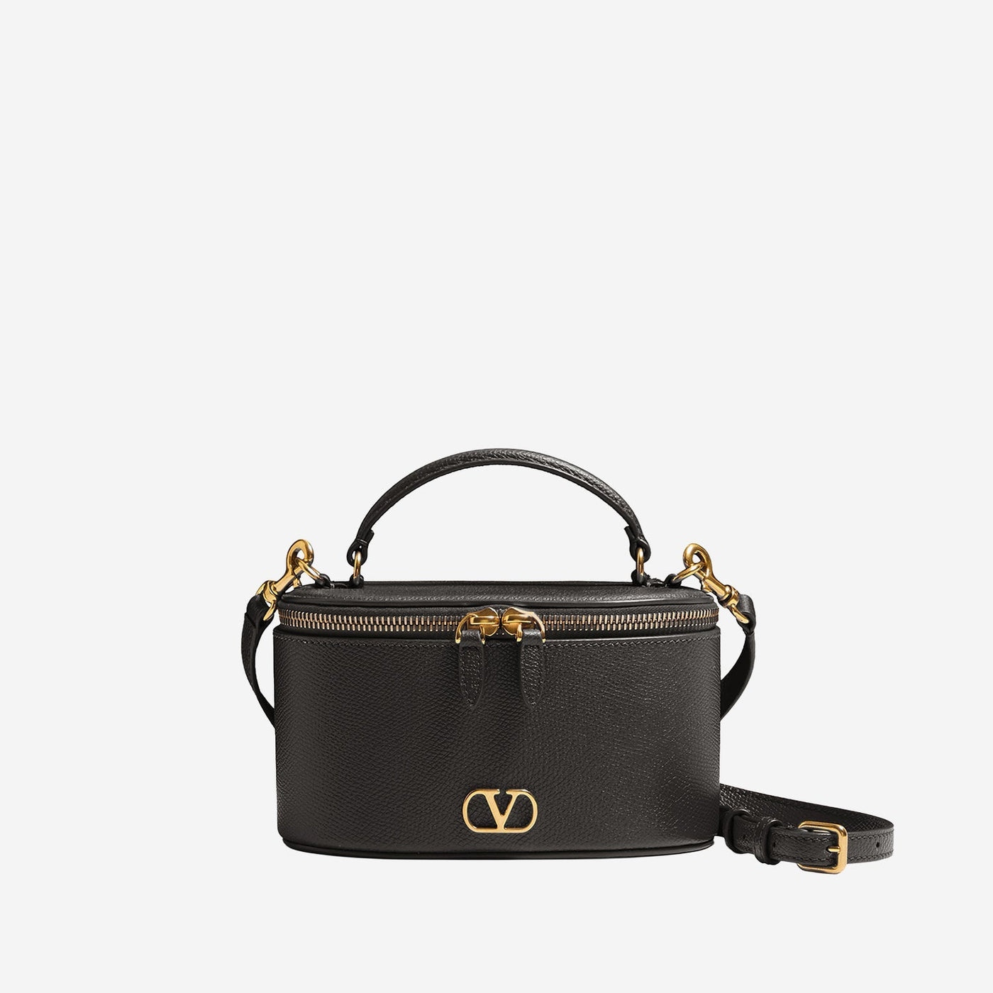 Valentino Garavani Embossed Leather Vlogo Top Handle Bag — Black