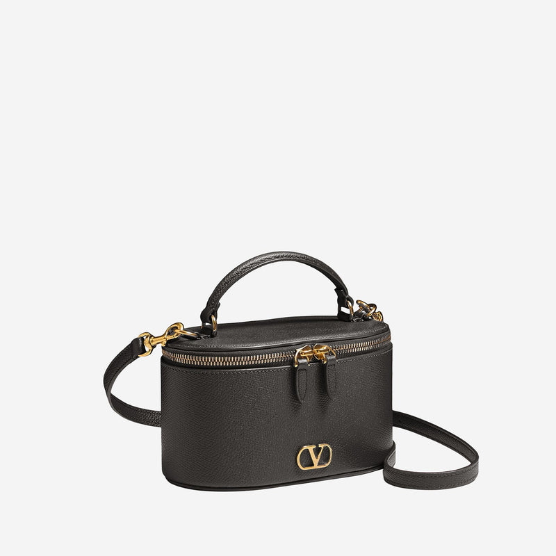 Valentino Garavani Embossed Leather Vlogo Top Handle Bag — Black