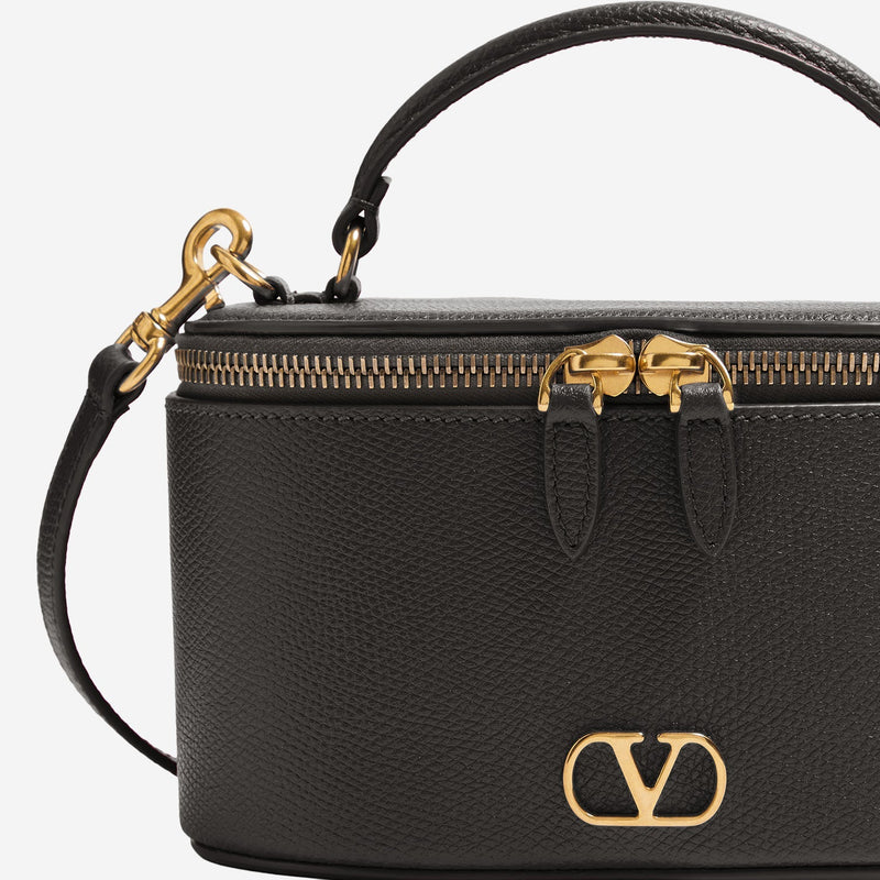 Valentino Garavani Embossed Leather Vlogo Top Handle Bag — Black