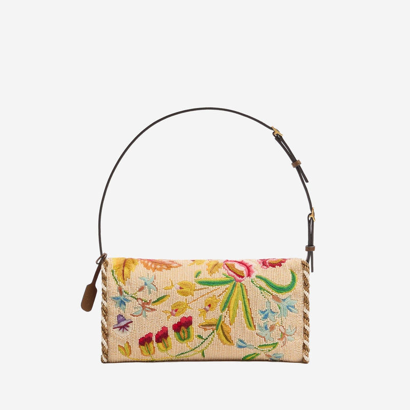 Valentino Garavani Floral-Embroidered Silk Shoulder Bag — Multicolor