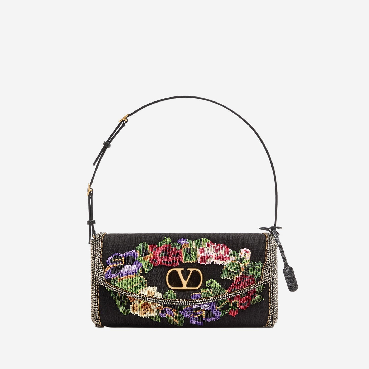 Valentino Garavani Locò Shoulder Bag — Black Silk