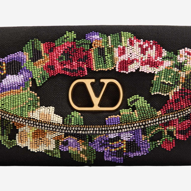 Valentino Garavani Locò Shoulder Bag — Black Silk