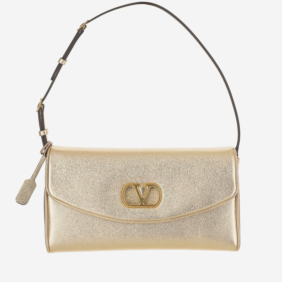 Valentino Garavani Devain Shoulder Bag — Gold Leather