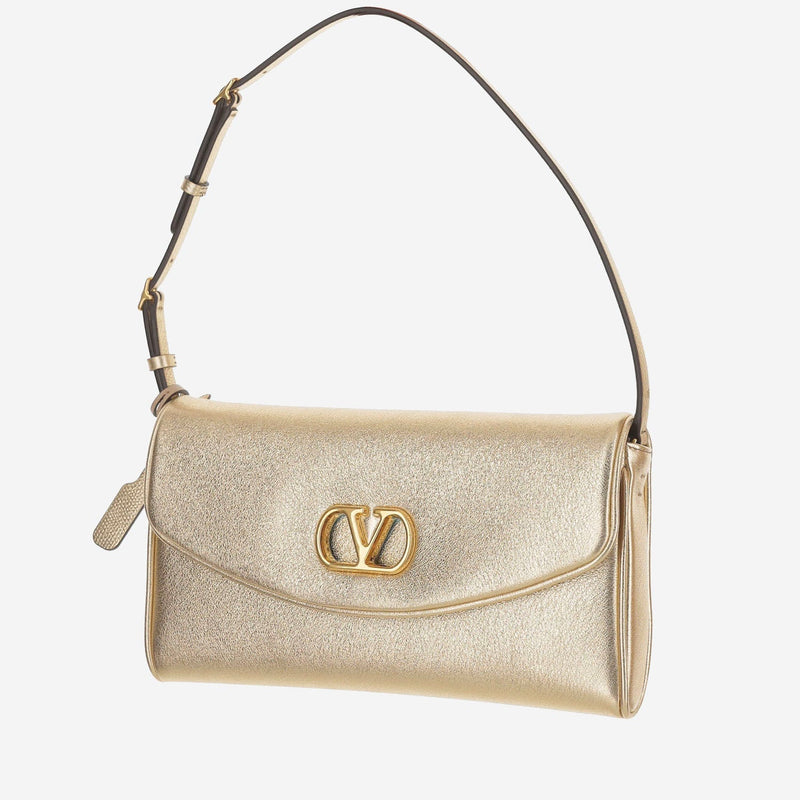Valentino Garavani Devain Shoulder Bag — Gold Leather