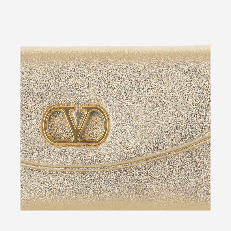 Valentino Garavani Devain Shoulder Bag — Gold Leather