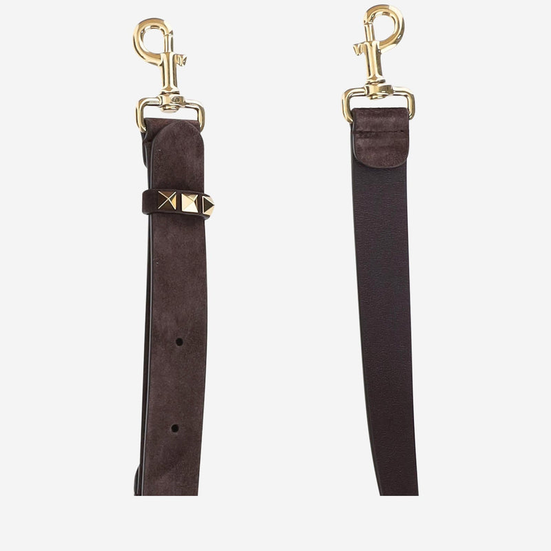 Valentino Garavani Suede Rockstud Shoulder Bag — Brown