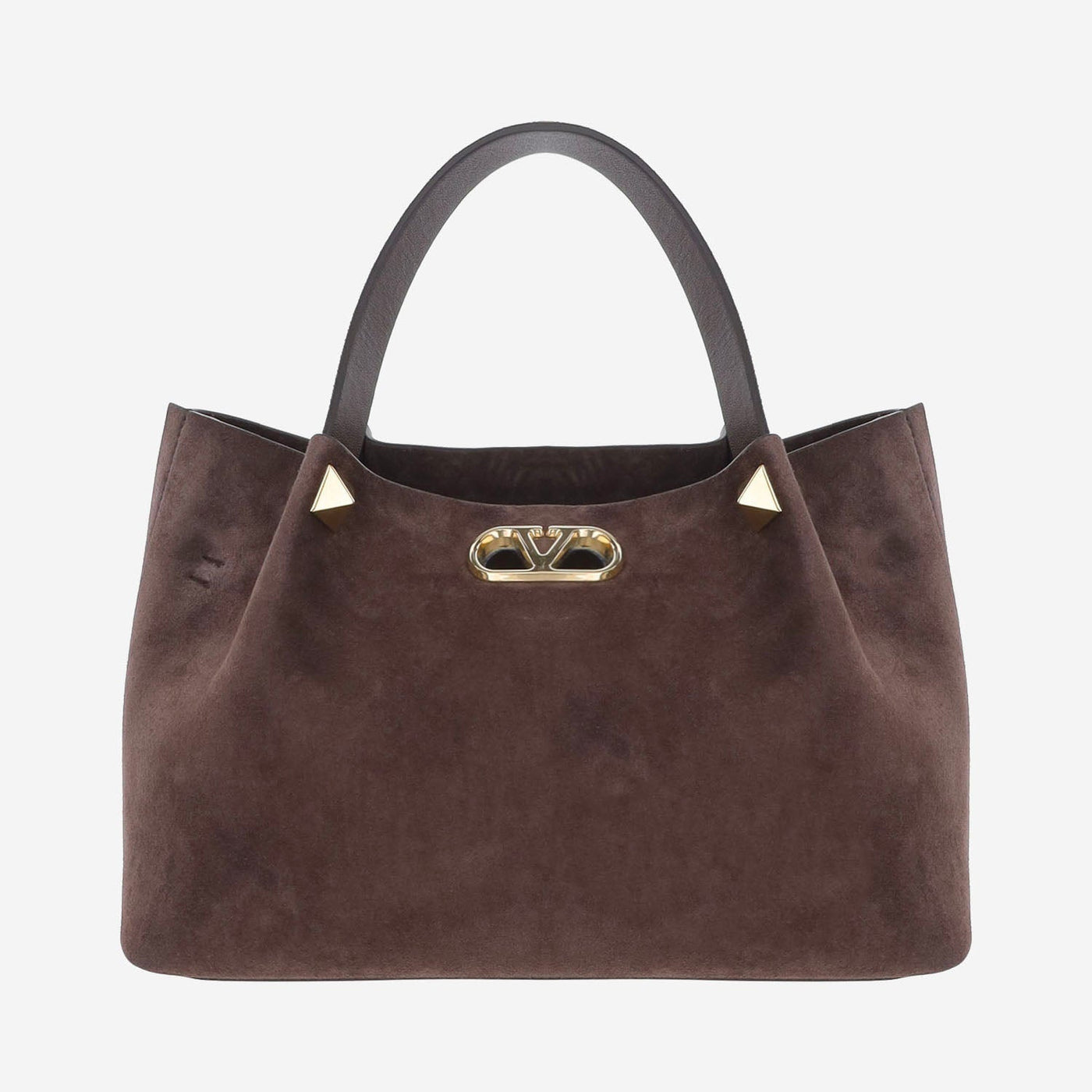 Valentino Garavani Vlogo Moon Shoulder Bag — Brown Suede