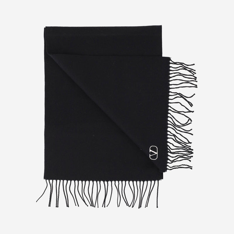Valentino Garavani Virgin Wool Scarf — Black Scarfs