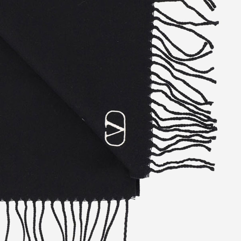 Valentino Garavani Virgin Wool Scarf — Black Scarfs