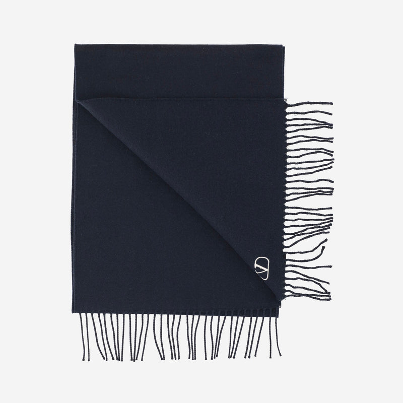 Valentino Garavani Virgin Wool Scarf — Navy Scarfs