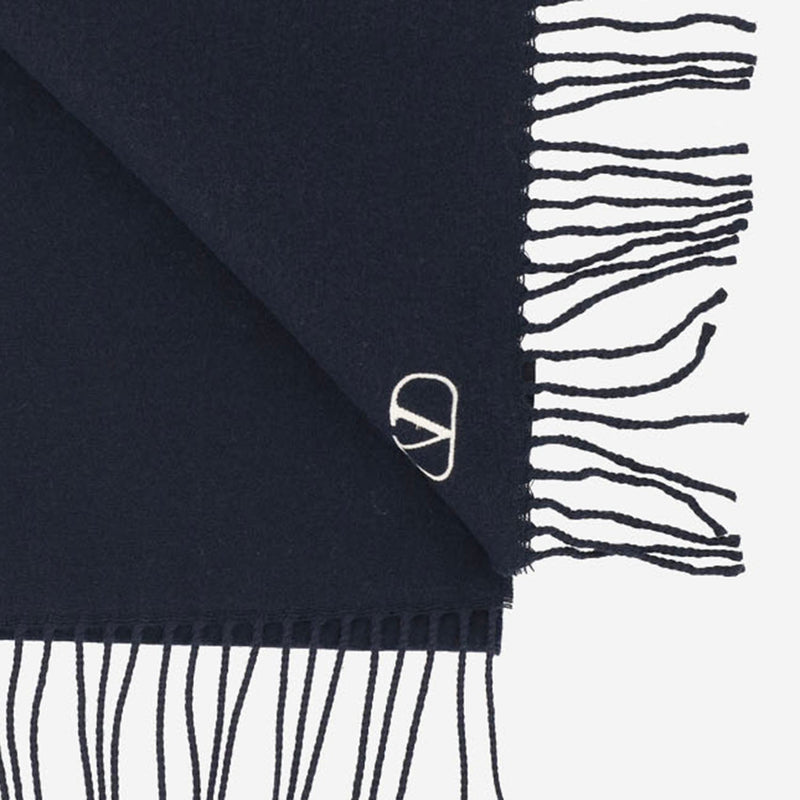Valentino Garavani Virgin Wool Scarf — Navy Scarfs