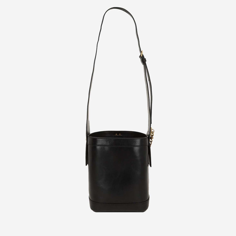 Versace Medusa-Emblem Leather Bucket Bag — Black