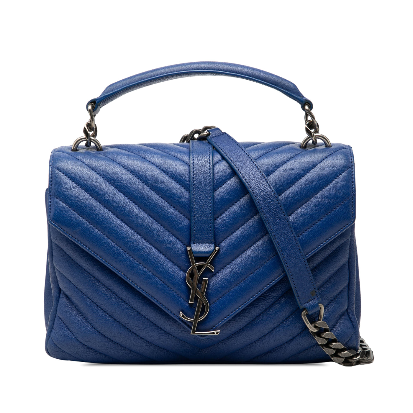 Medium Quilted Chevron Sheepskin College Satchel - Image 1