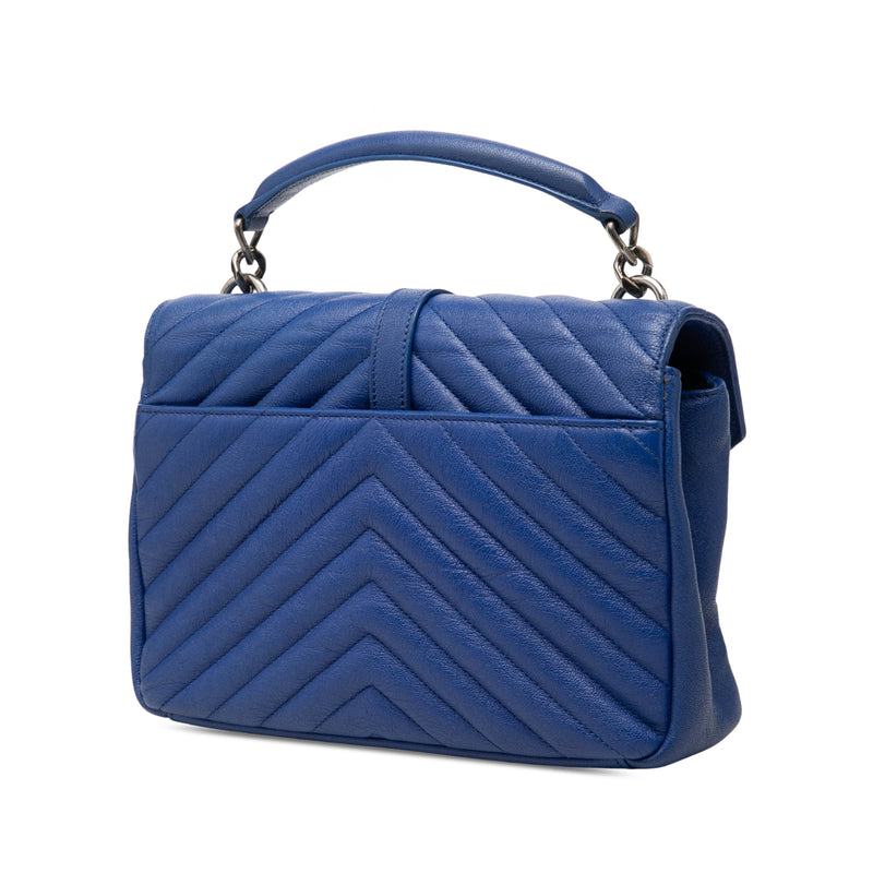 Medium Quilted Chevron Sheepskin College Satchel - Image 2