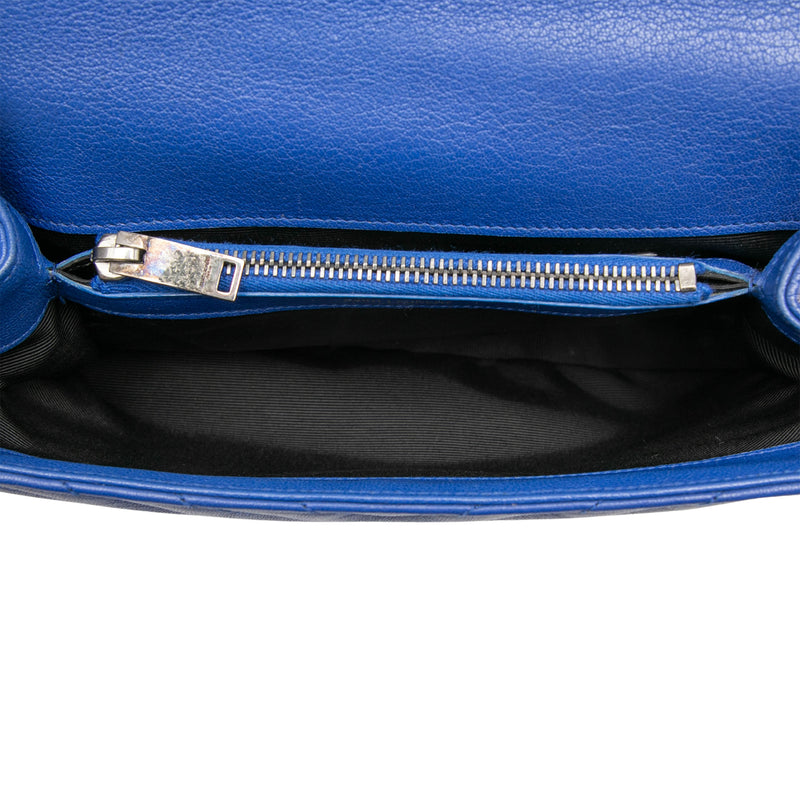 Medium Quilted Chevron Sheepskin College Satchel - Image 4