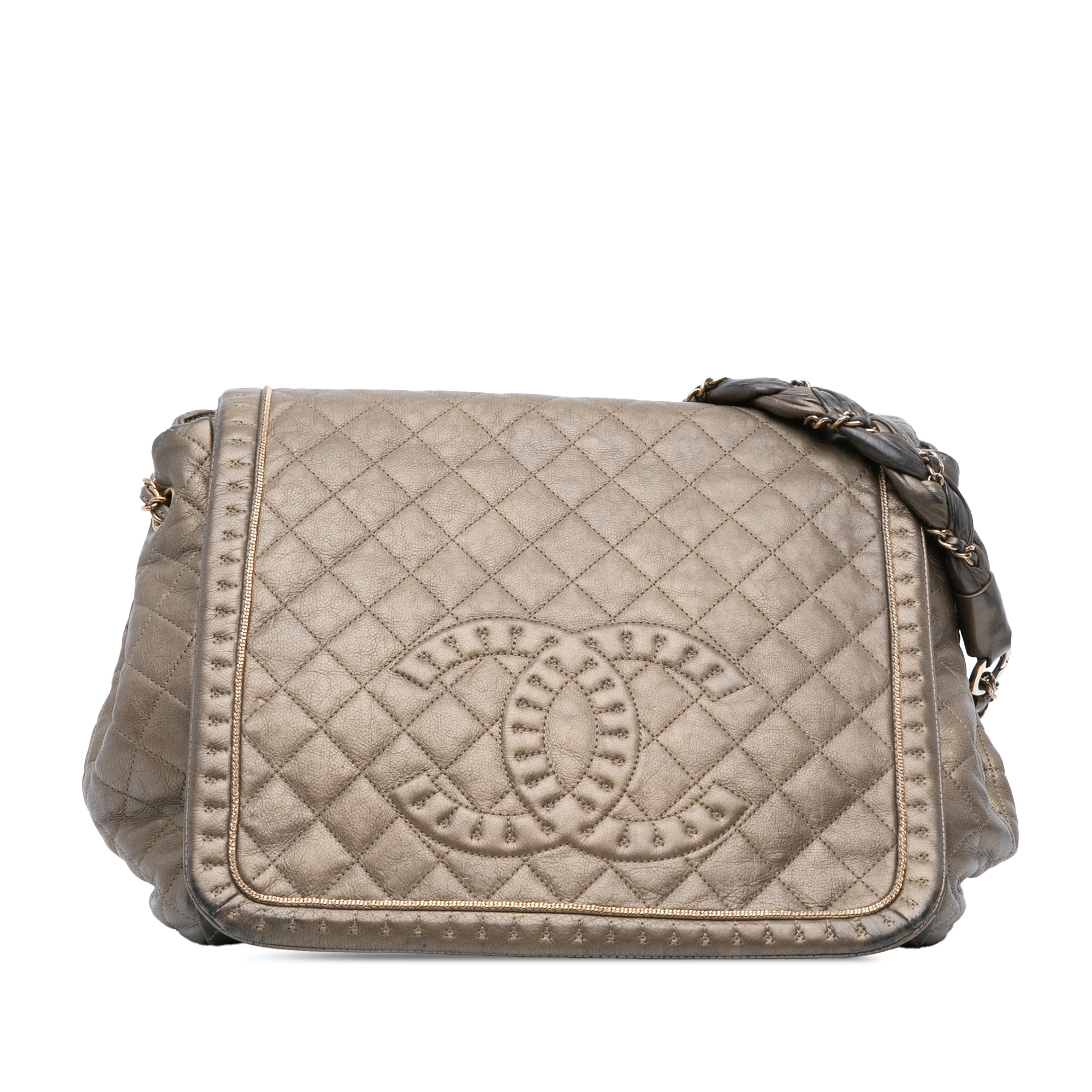 Large Quilted Metallic Calfskin Istanbul Accordion Flap - Image 1