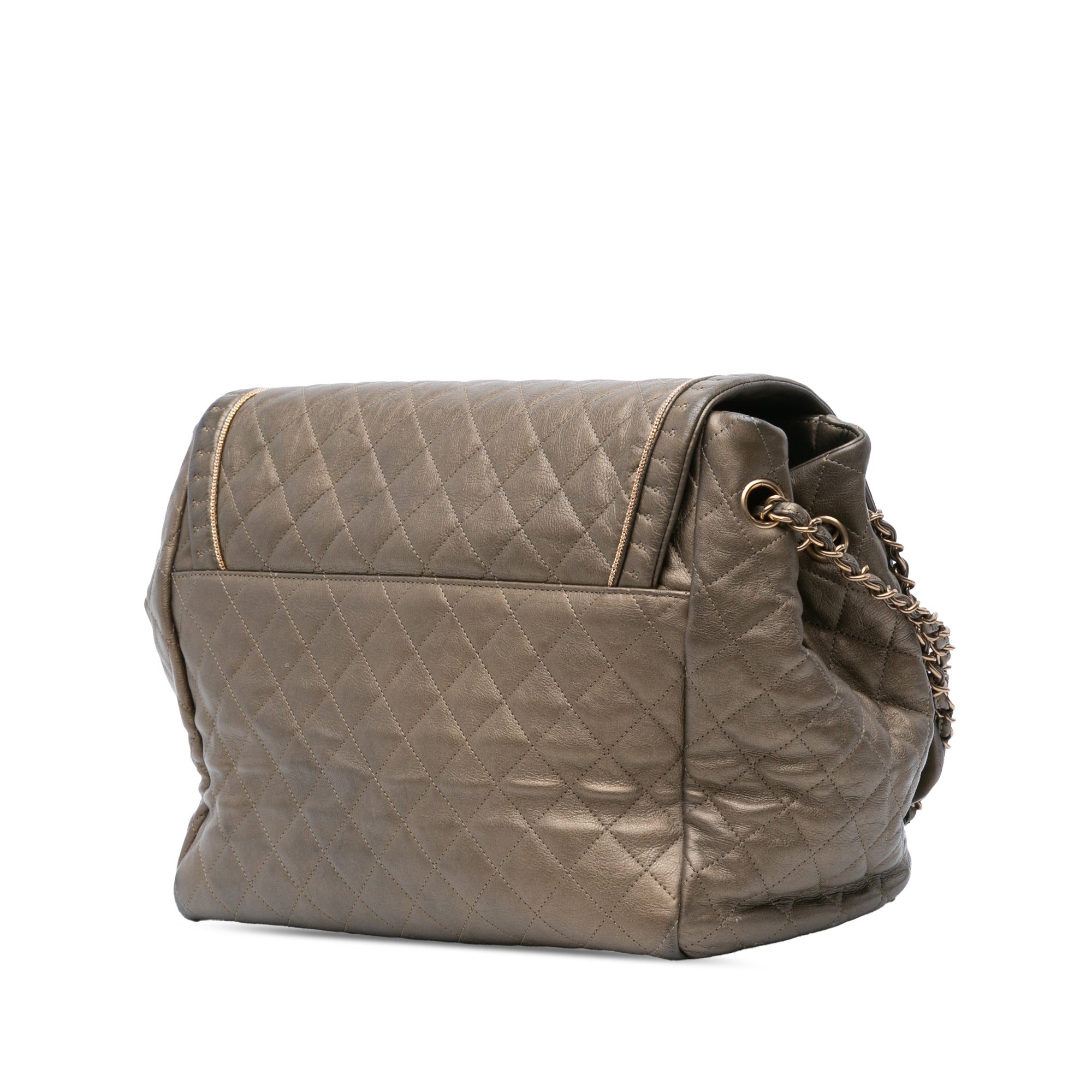 Large Quilted Metallic Calfskin Istanbul Accordion Flap - Image 2