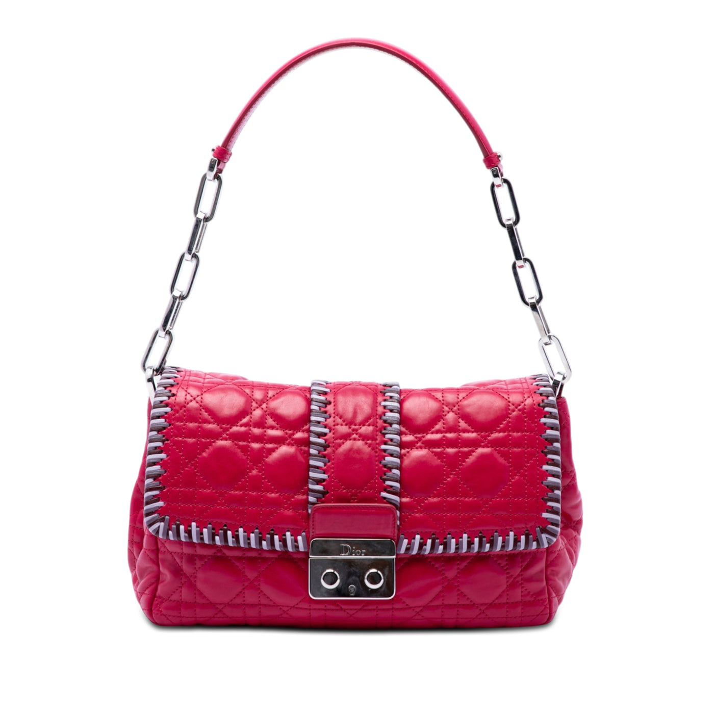 Lambskin Cannage New Lock Whipstitch Chain Flap - Image 1
