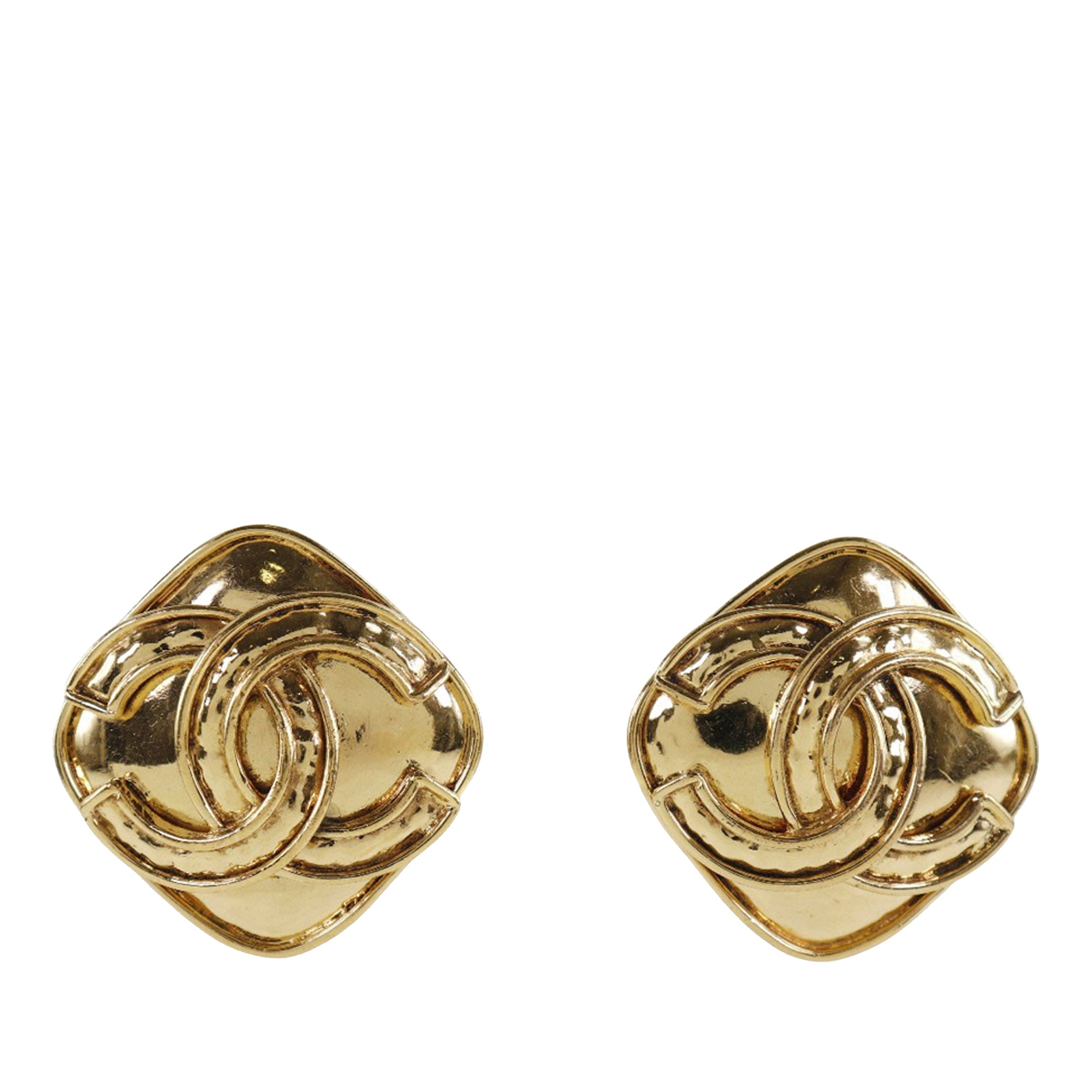 CC Gold Plated Diamond Shape Clip On Earrings - Image 1