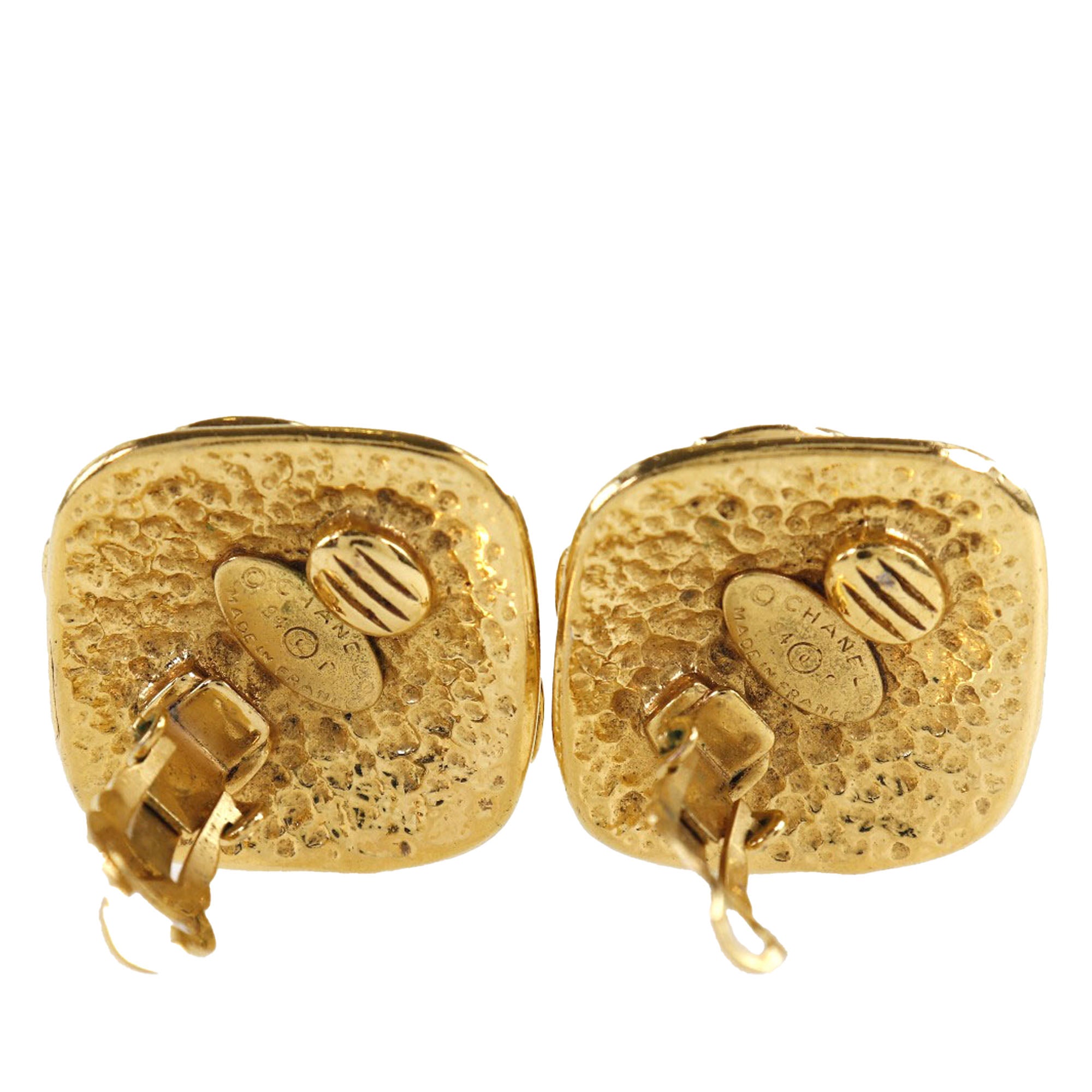 CC Gold Plated Diamond Shape Clip On Earrings - Image 3