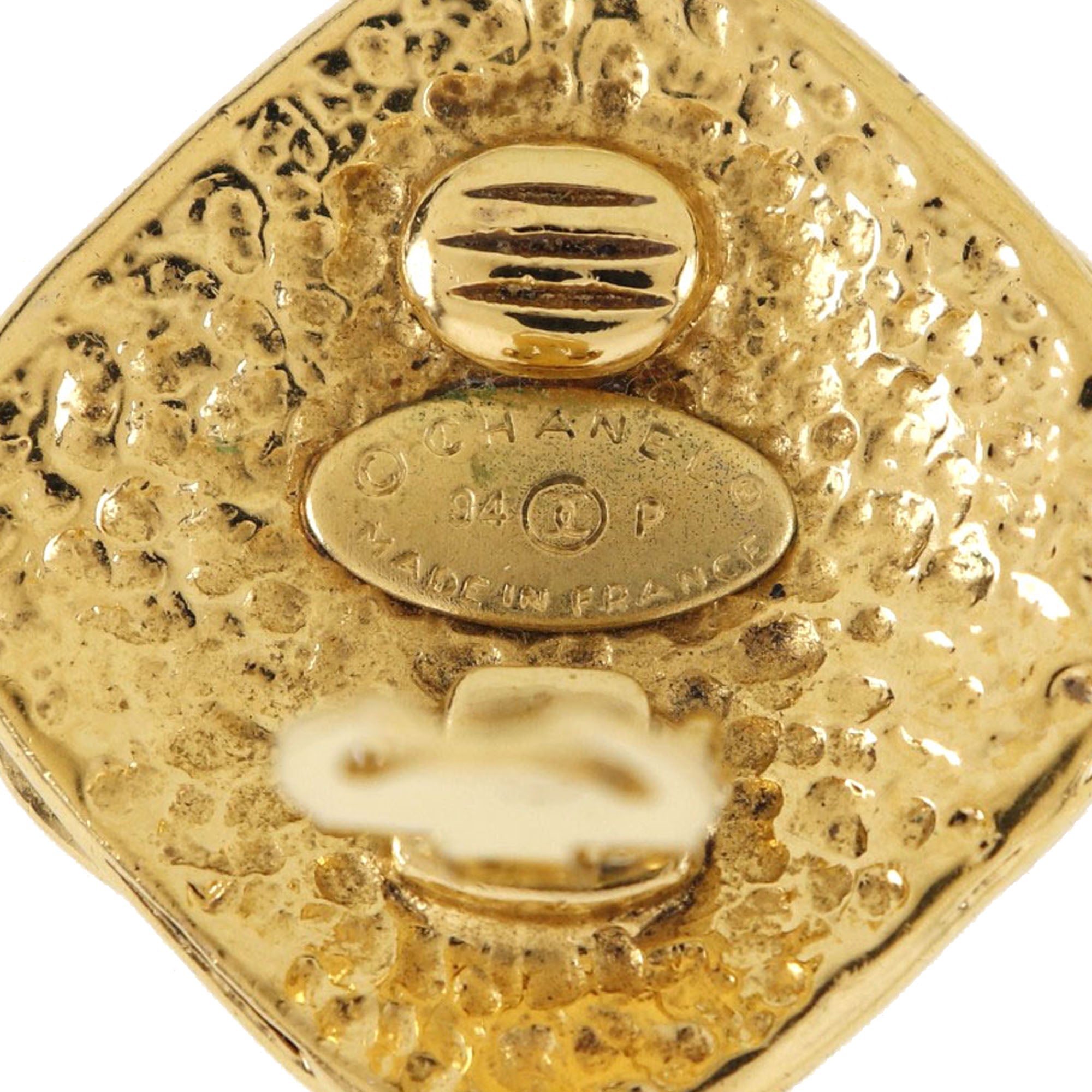 CC Gold Plated Diamond Shape Clip On Earrings - Image 4