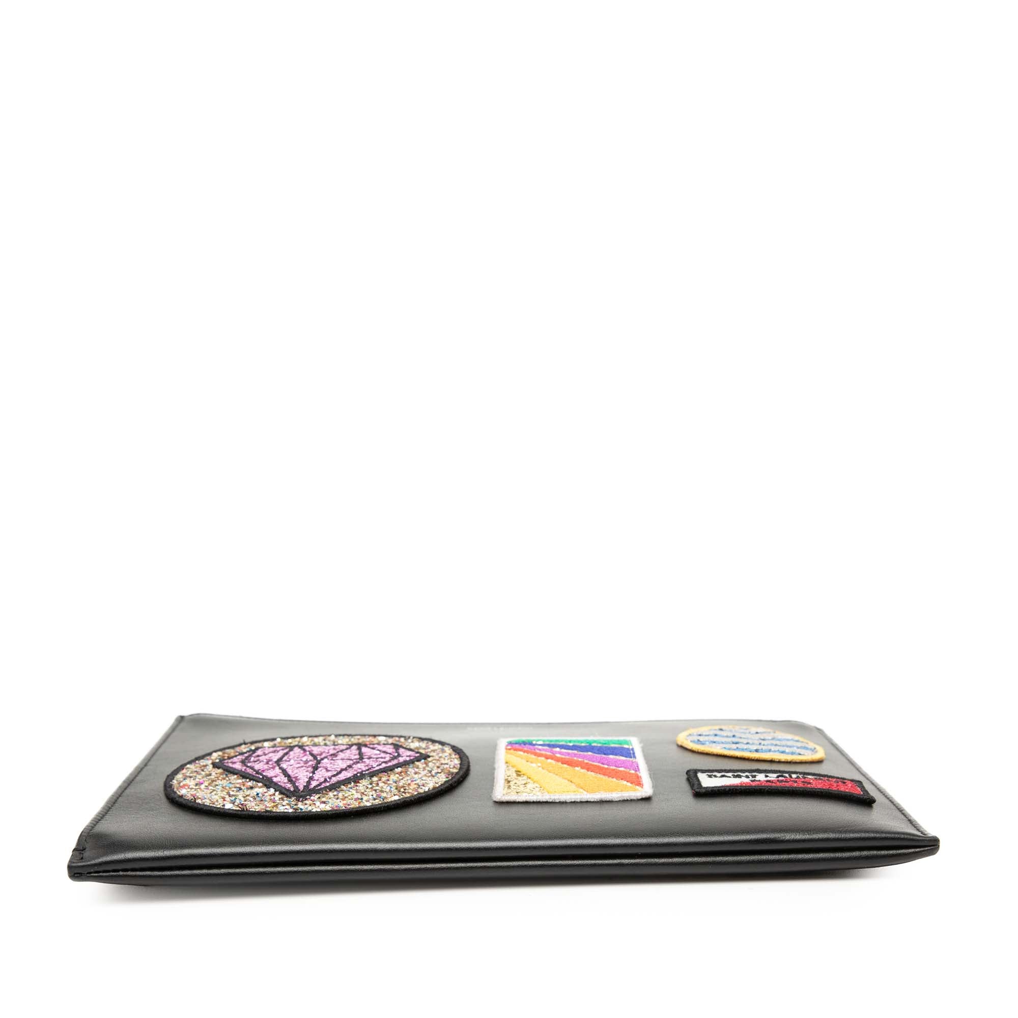 Leather Multi Patch Zip Pouch - Image 3