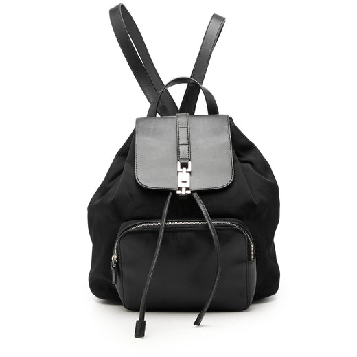 Canvas and Calfskin Jackie Drawstring Backpack - Image 1