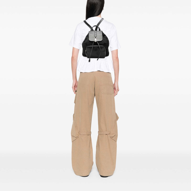 Canvas and Calfskin Jackie Drawstring Backpack - Image 7
