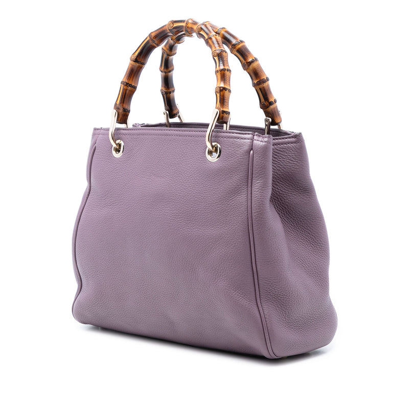 Small Calfskin Bamboo Shopper Satchel - Image 2