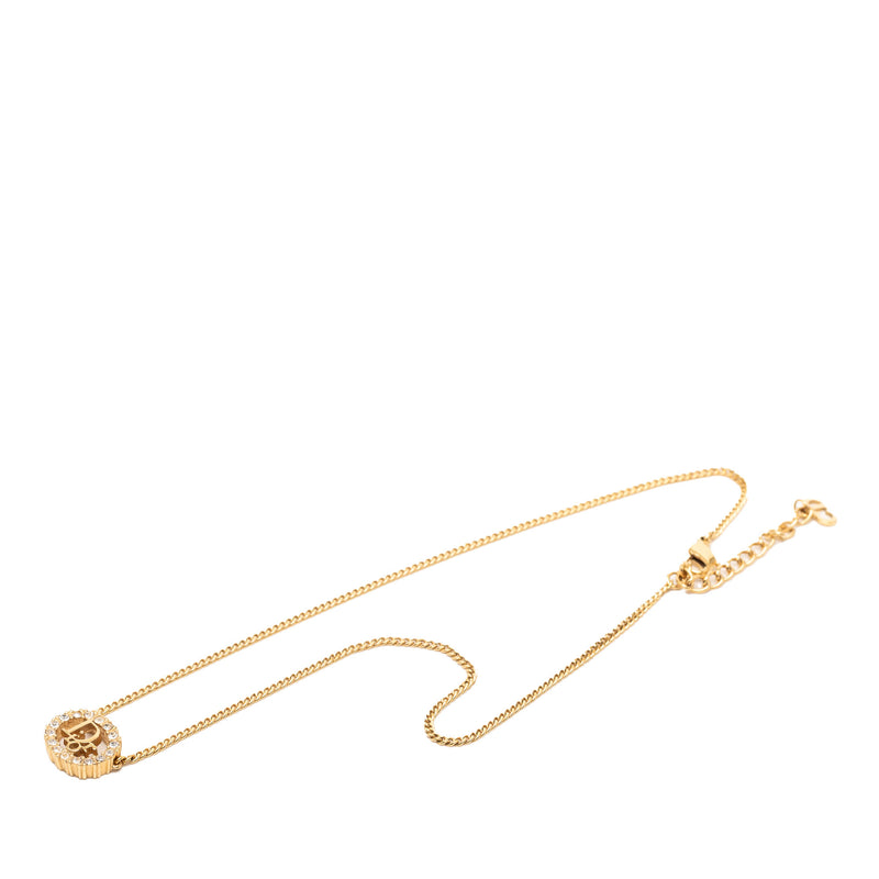 Gold Plated Strass CD Logo Pendant Necklace
