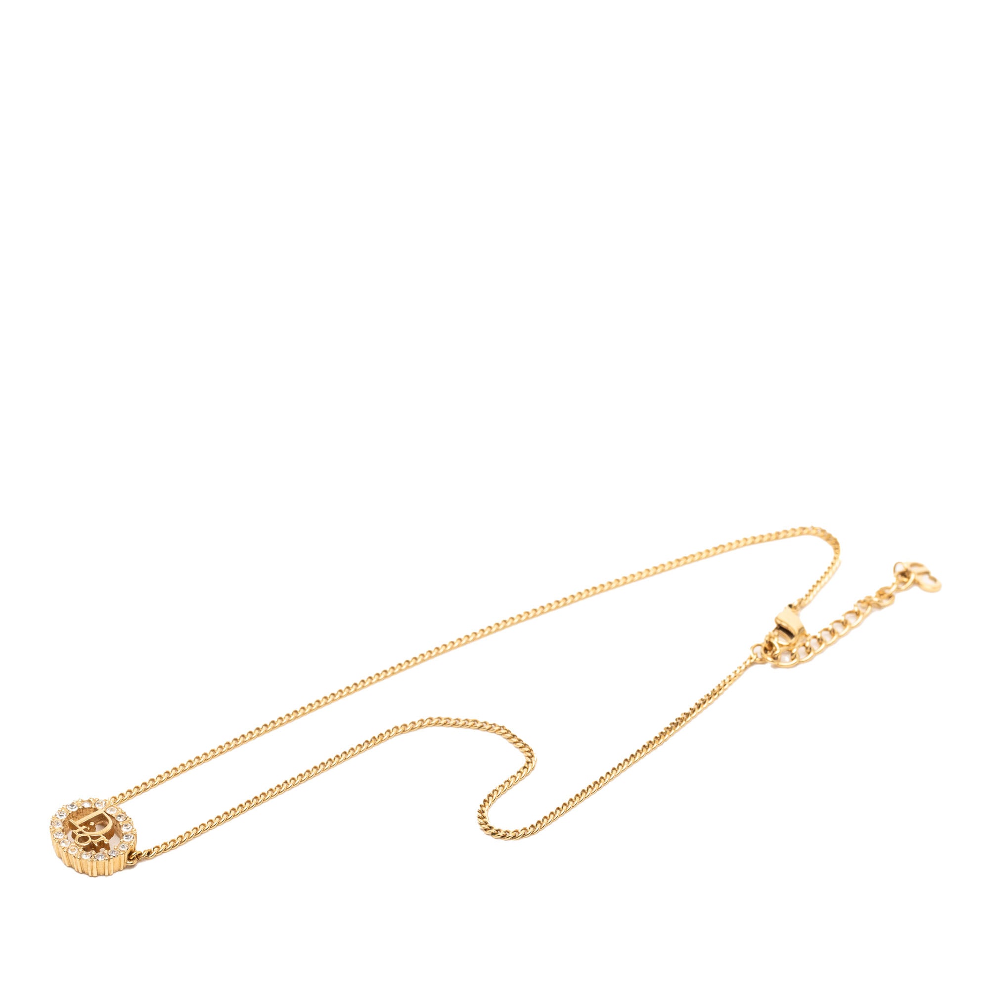 Gold Plated Strass CD Logo Pendant Necklace - Image 1