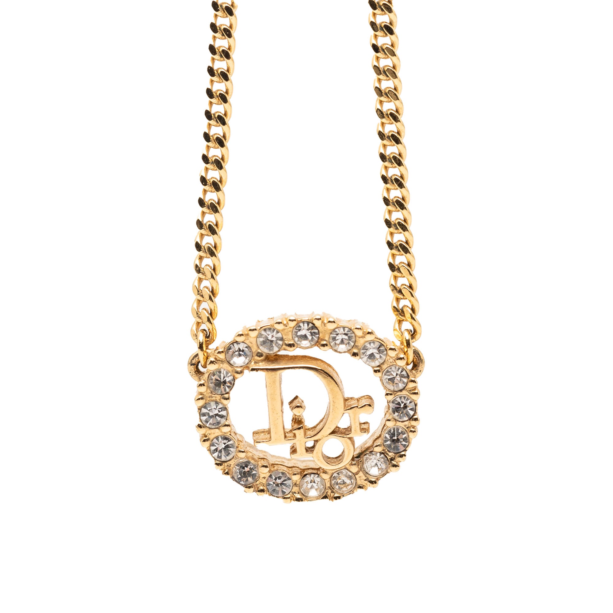 Gold Plated Strass CD Logo Pendant Necklace - Image 2