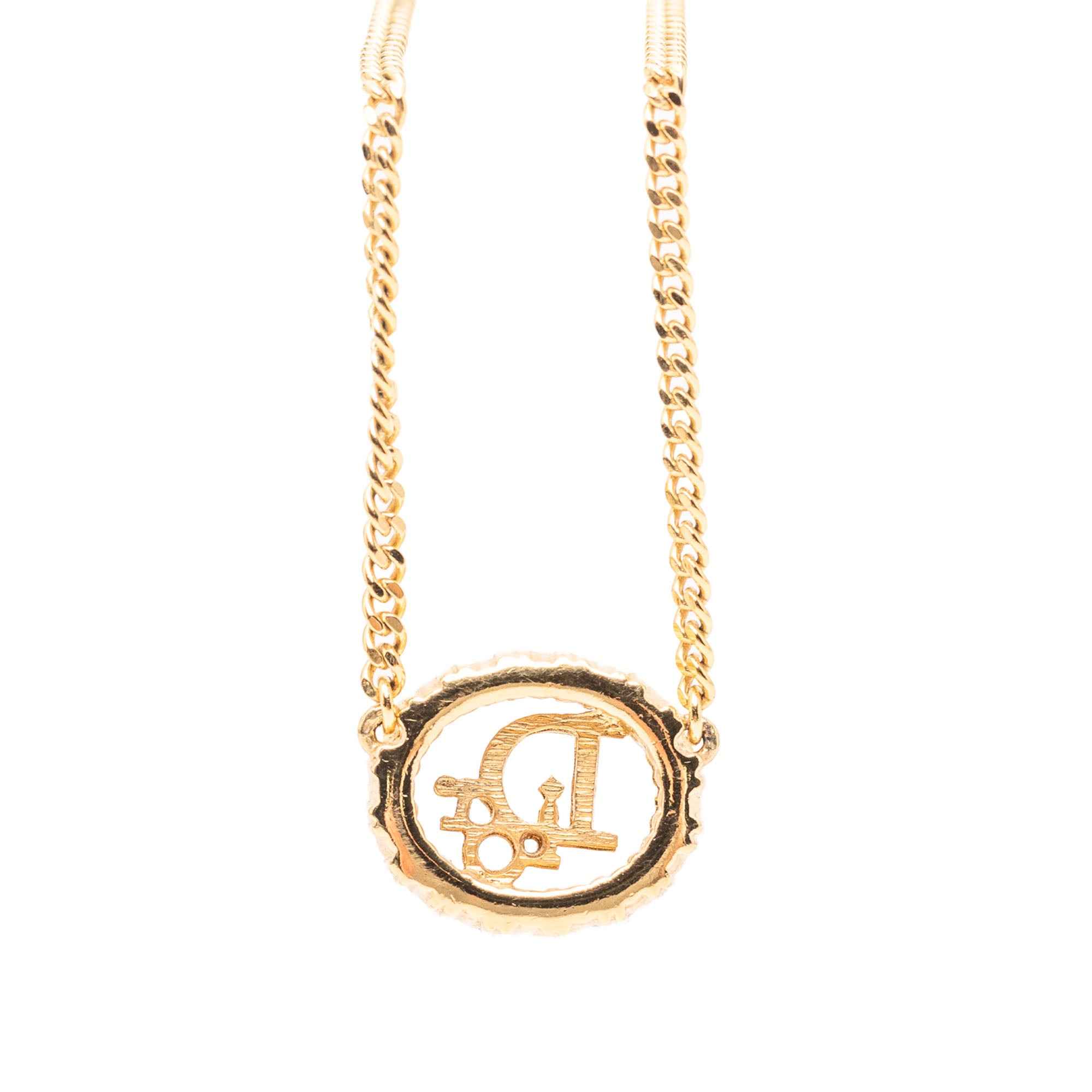 Gold Plated Strass CD Logo Pendant Necklace - Image 3