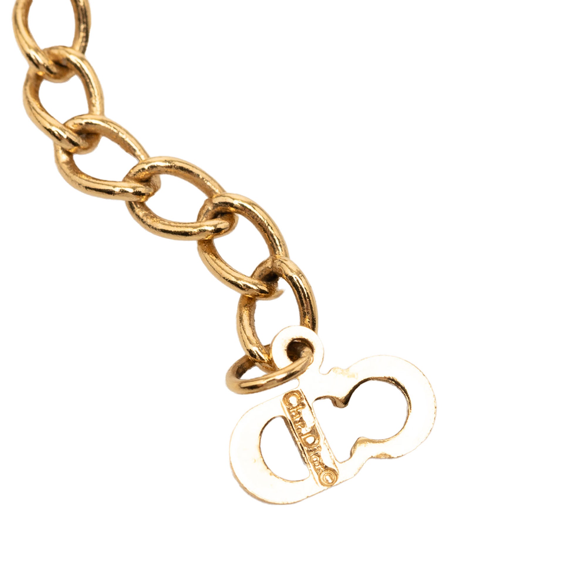 Gold Plated Strass CD Logo Pendant Necklace - Image 4