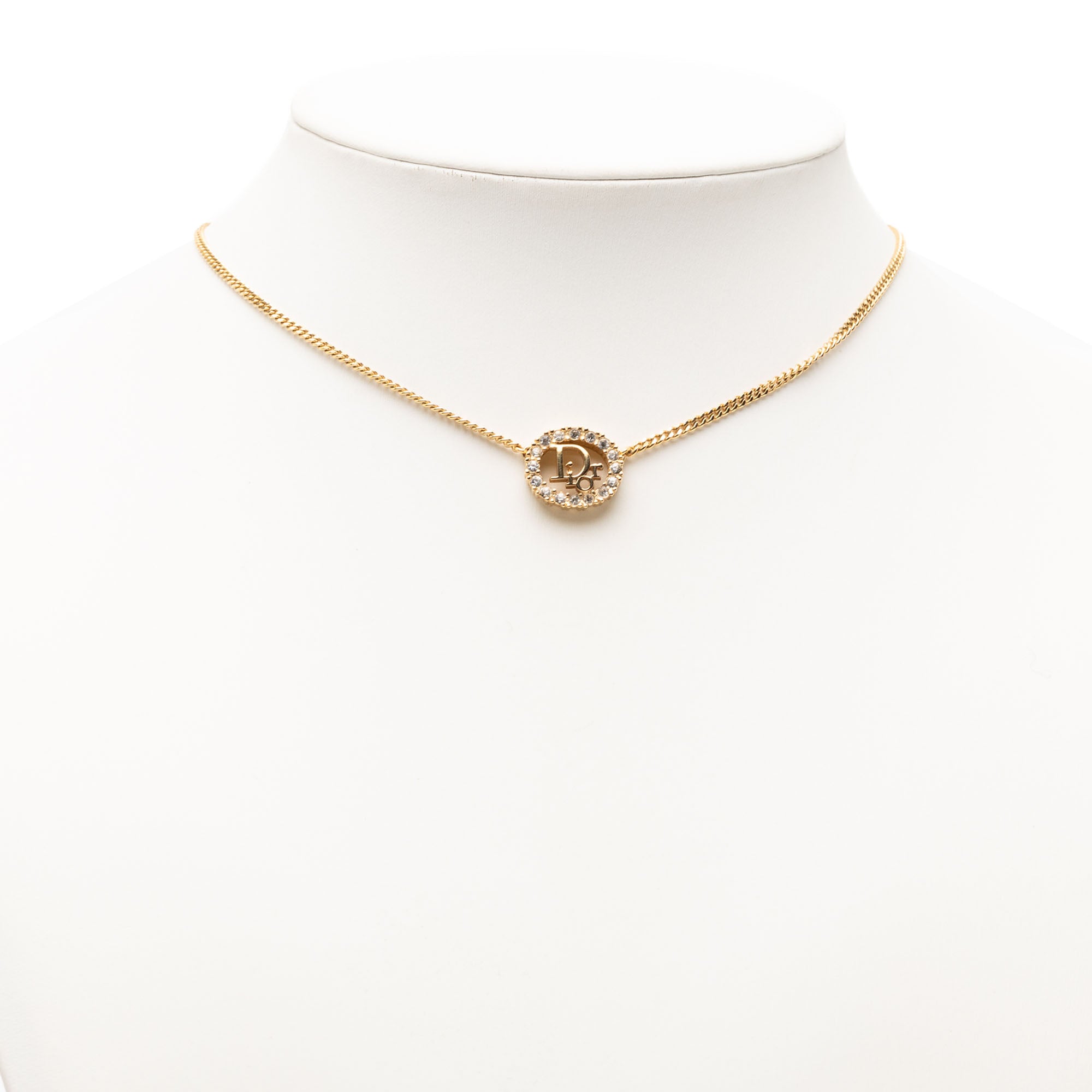 Gold Plated Strass CD Logo Pendant Necklace - Image 6