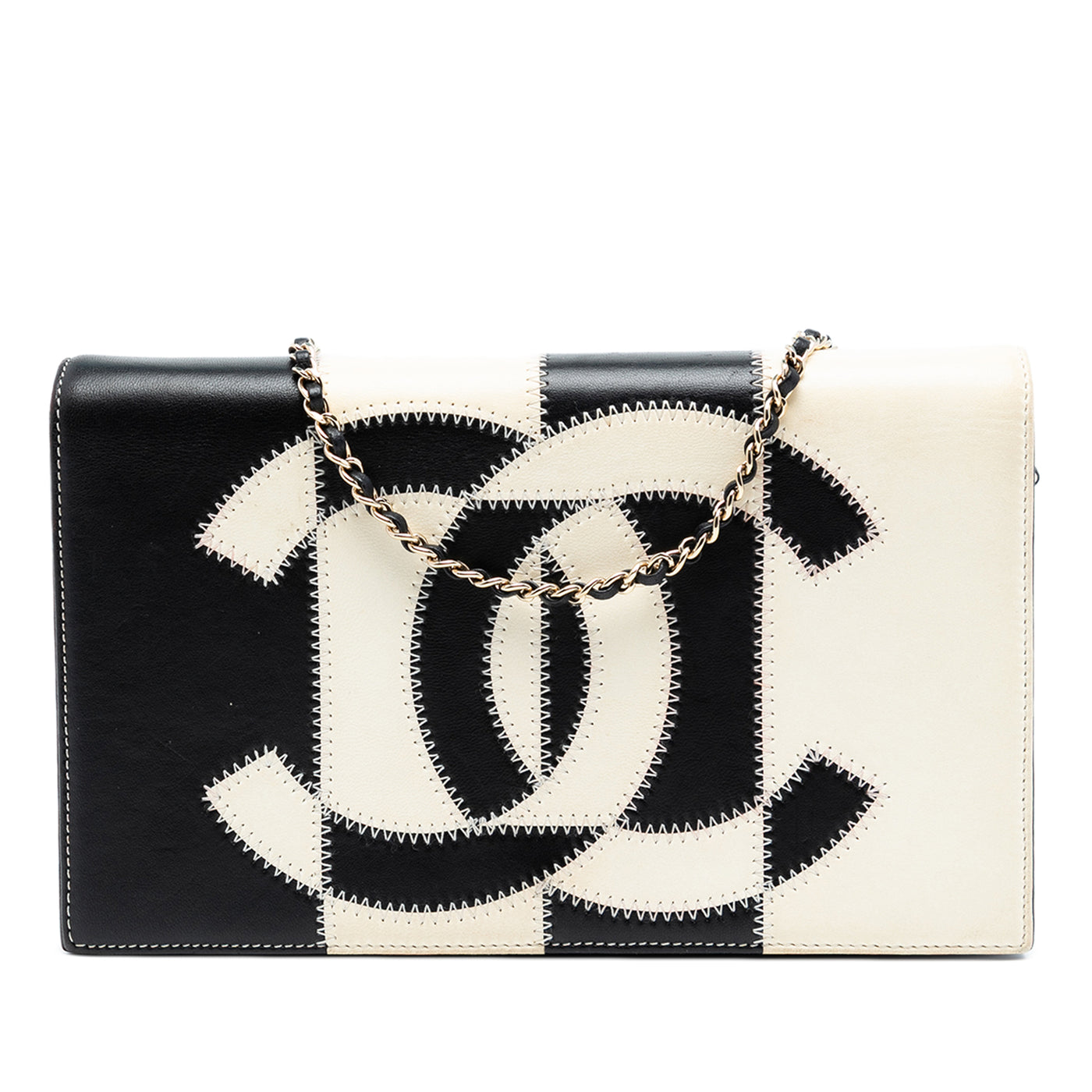 CC Lambskin Embroidered Clutch With Chain - Image 1