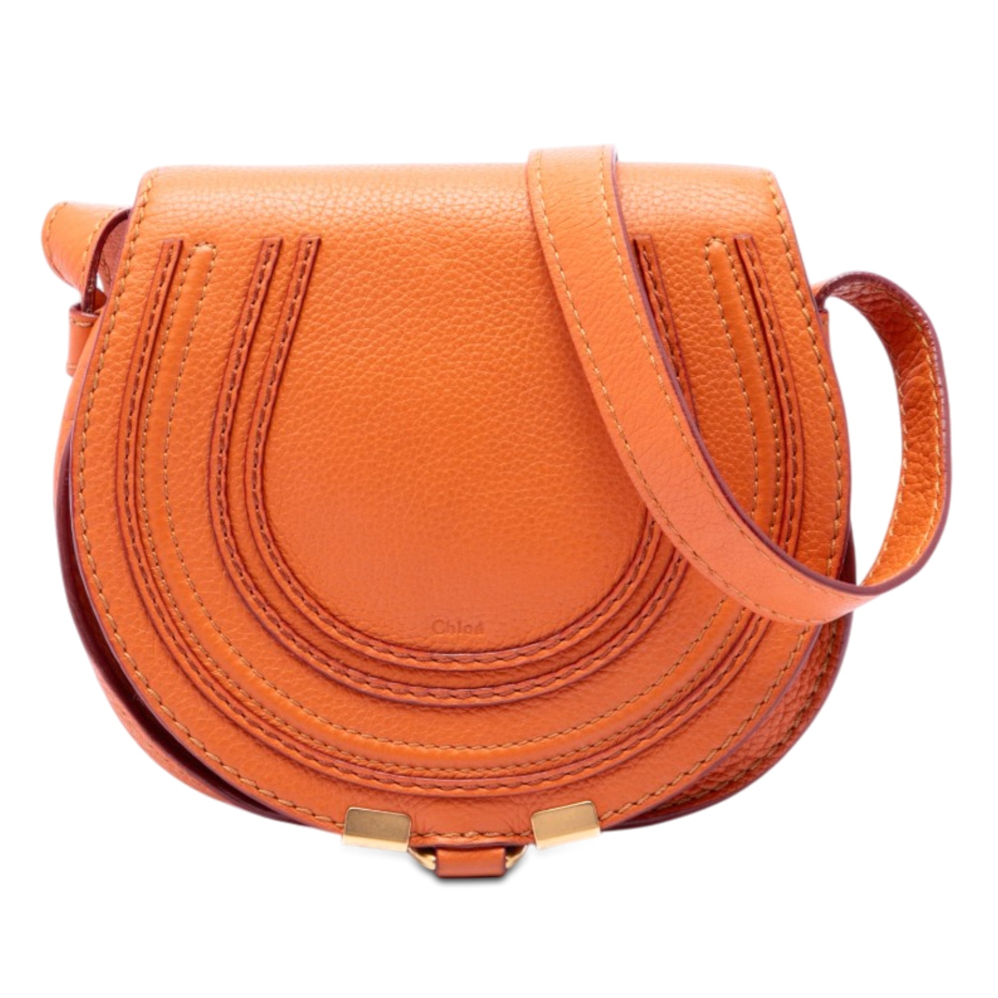 Small Grained Leather Marcie Saddle Crossbody - Image 1