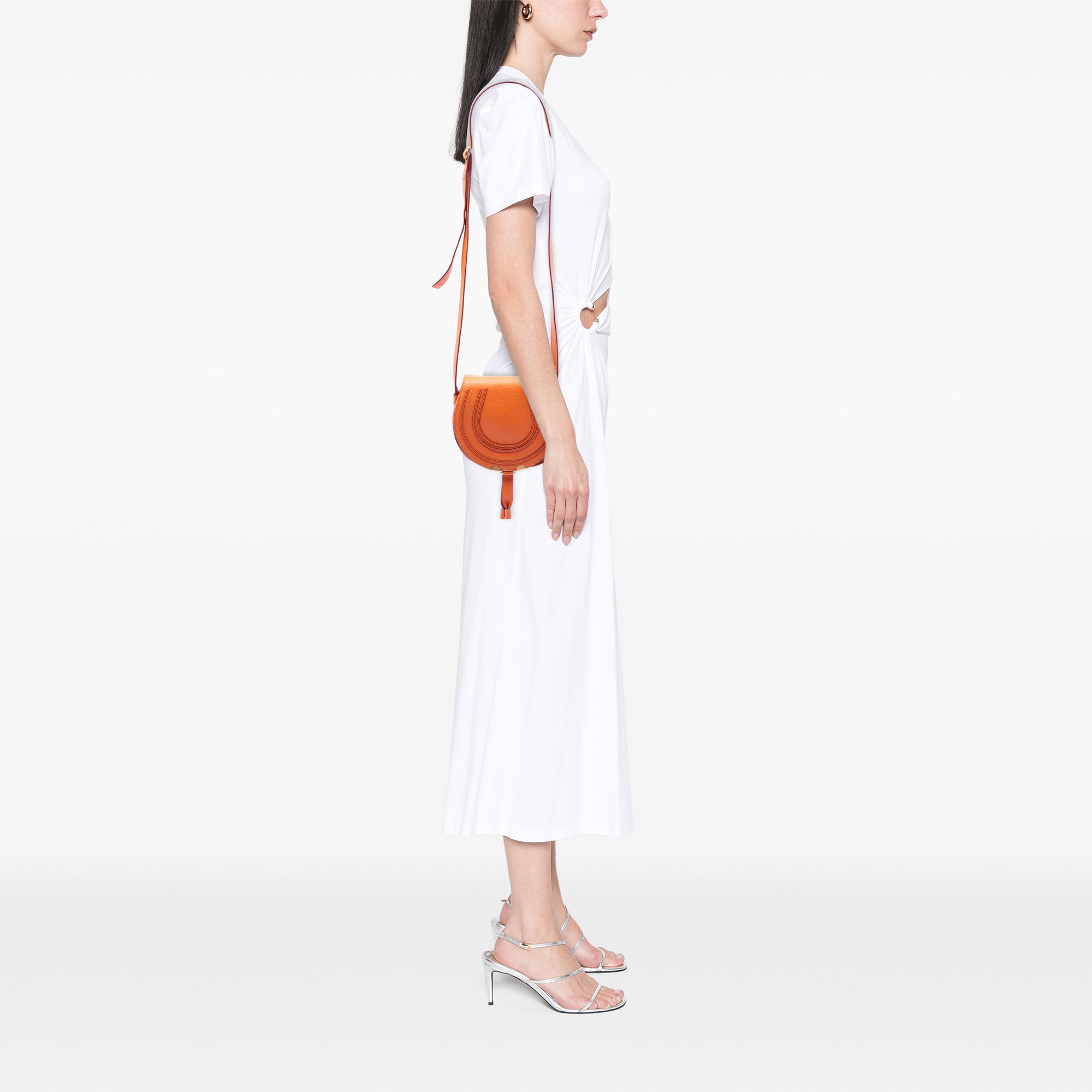 Small Grained Leather Marcie Saddle Crossbody - Image 7