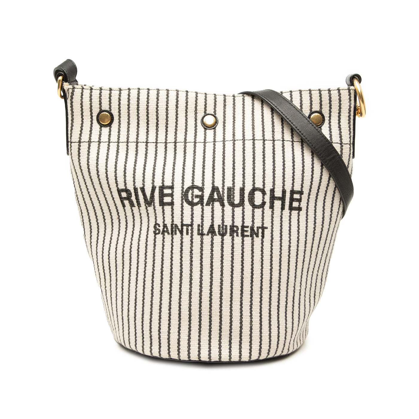 Striped Canvas Rive Gauche Bucket Bag - Image 1