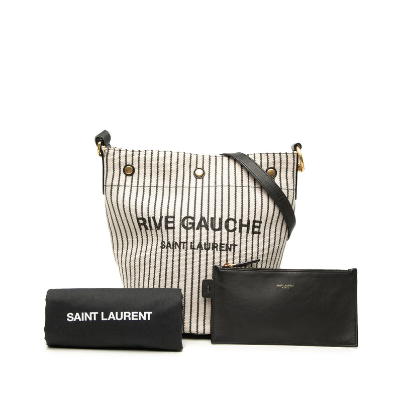 Striped Canvas Rive Gauche Bucket Bag - Image 10