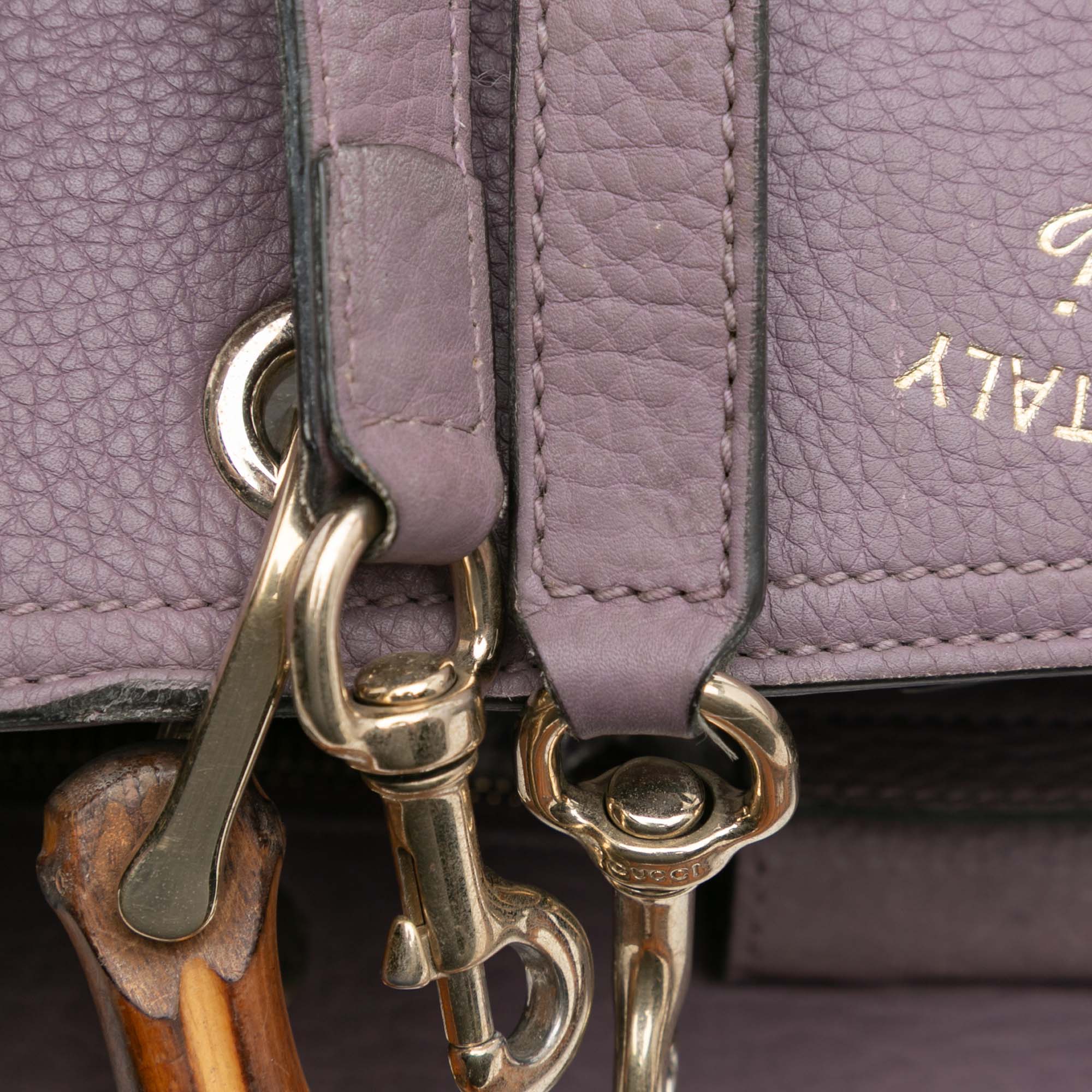 Medium Calfskin Bamboo Shopper Satchel - Image 8