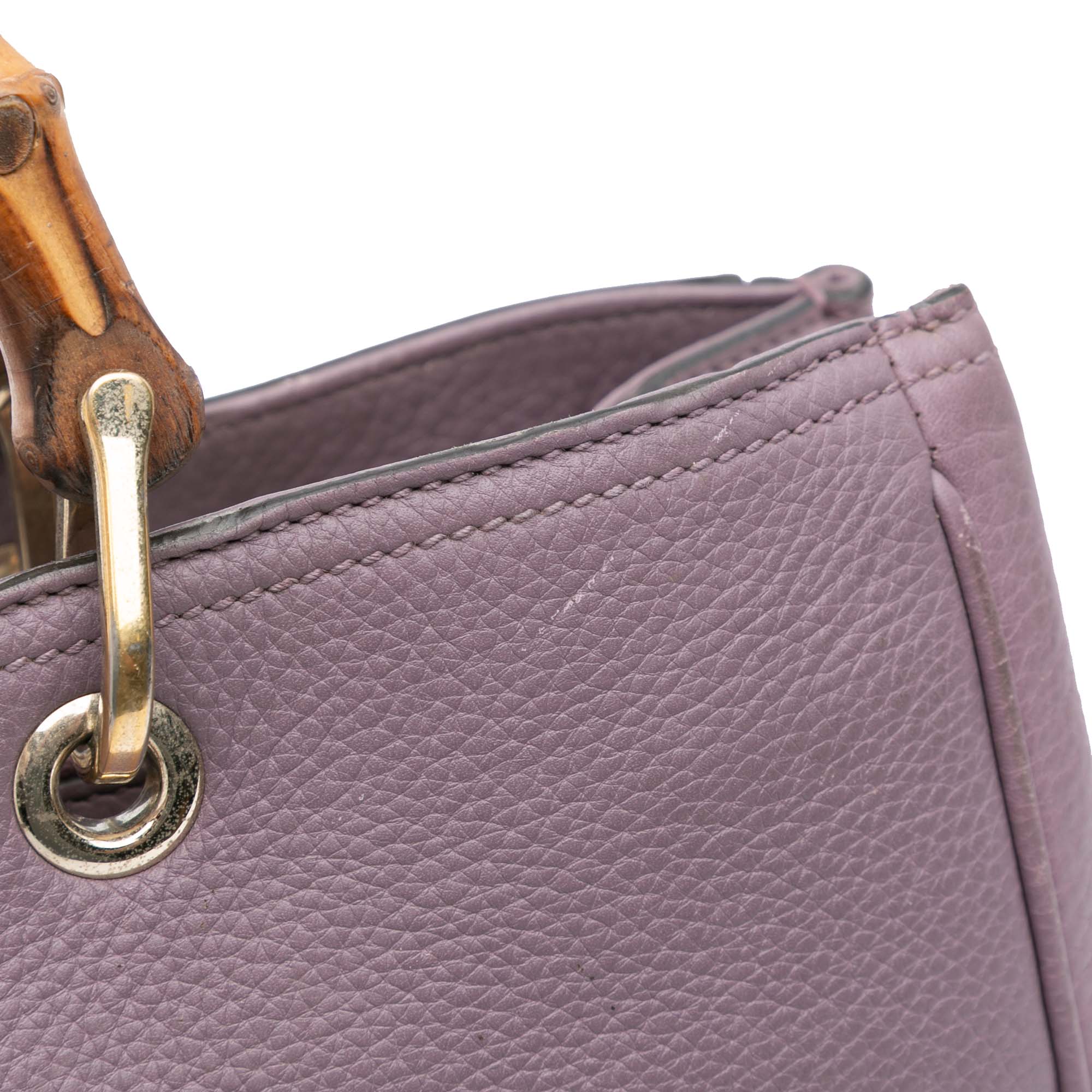 Medium Calfskin Bamboo Shopper Satchel - Image 9